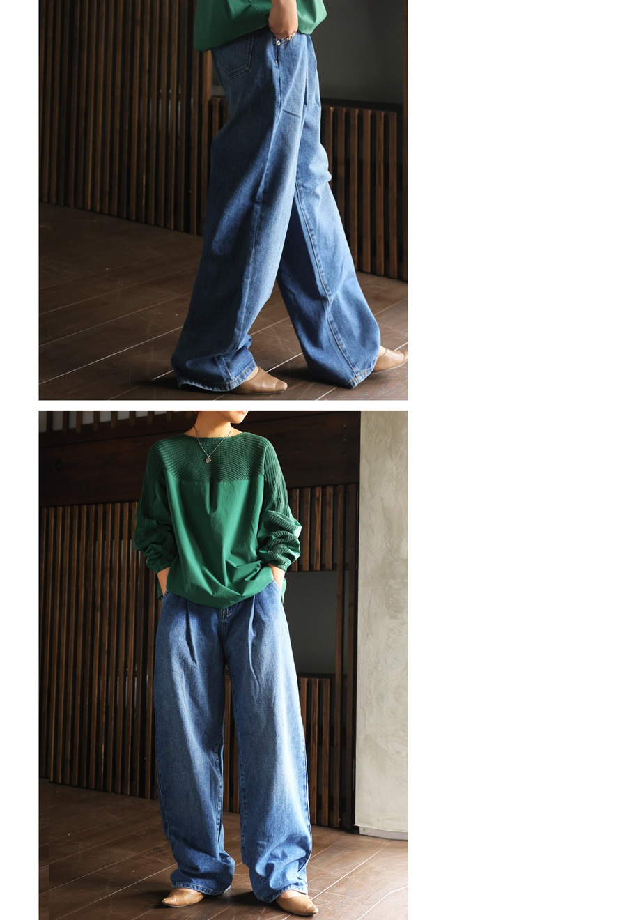 タックワイドデニム パンツ レディース ボトムス ロング・再再販