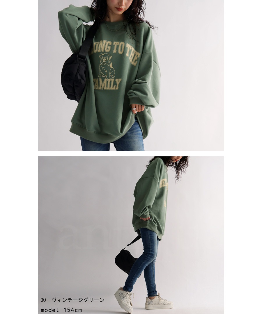 ブルドッグロゴ 裏毛プルオーバー レディース トレーナー・再販