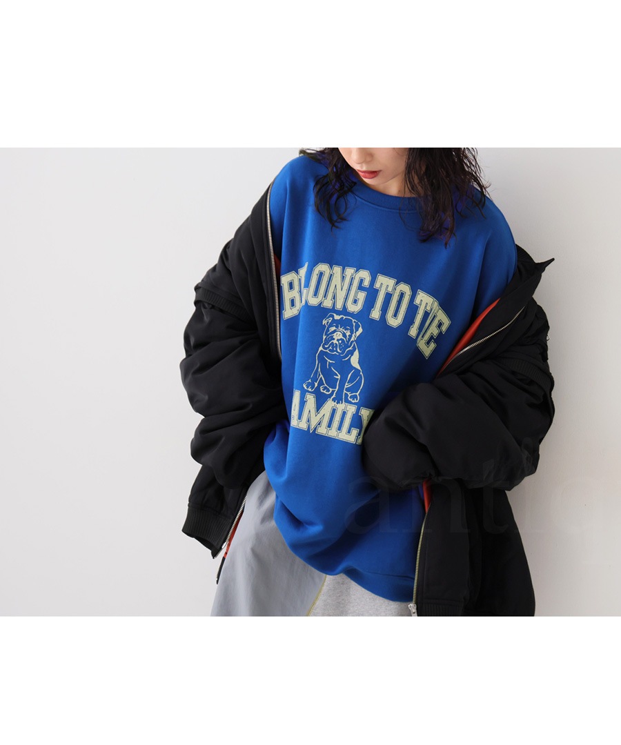 ブルドッグロゴ 裏毛プルオーバー レディース トレーナー・再販