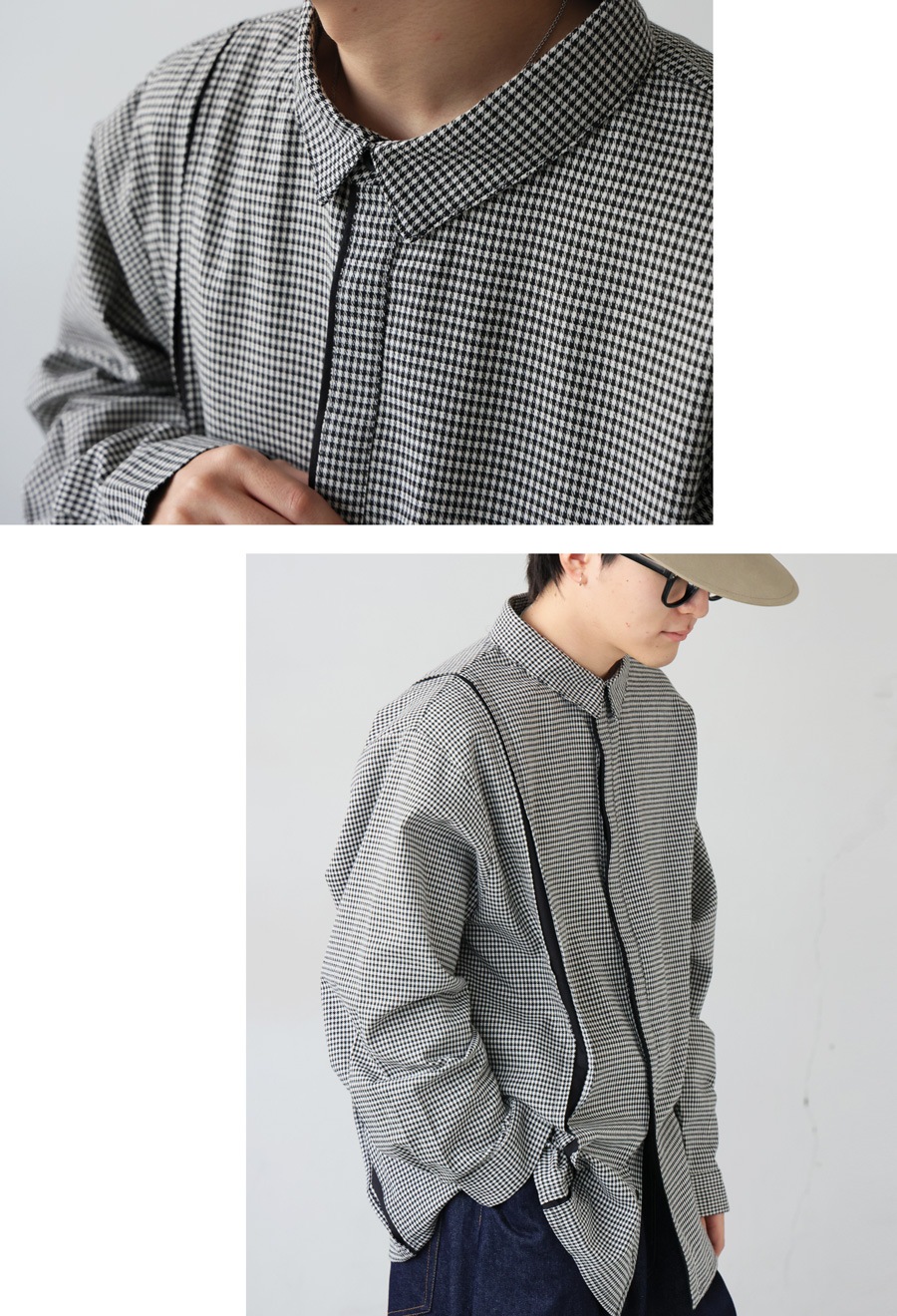 千鳥柄 ラインデザイン シャツ メンズ トップス 送料無料・メール便