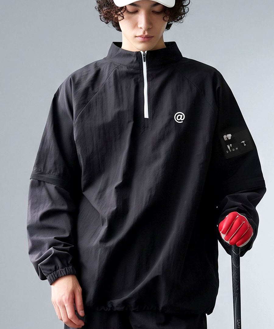 ANTIQUA GOLF×STCH トップス メンズ 2WAY 配色 ハーフジップ 長袖 半袖