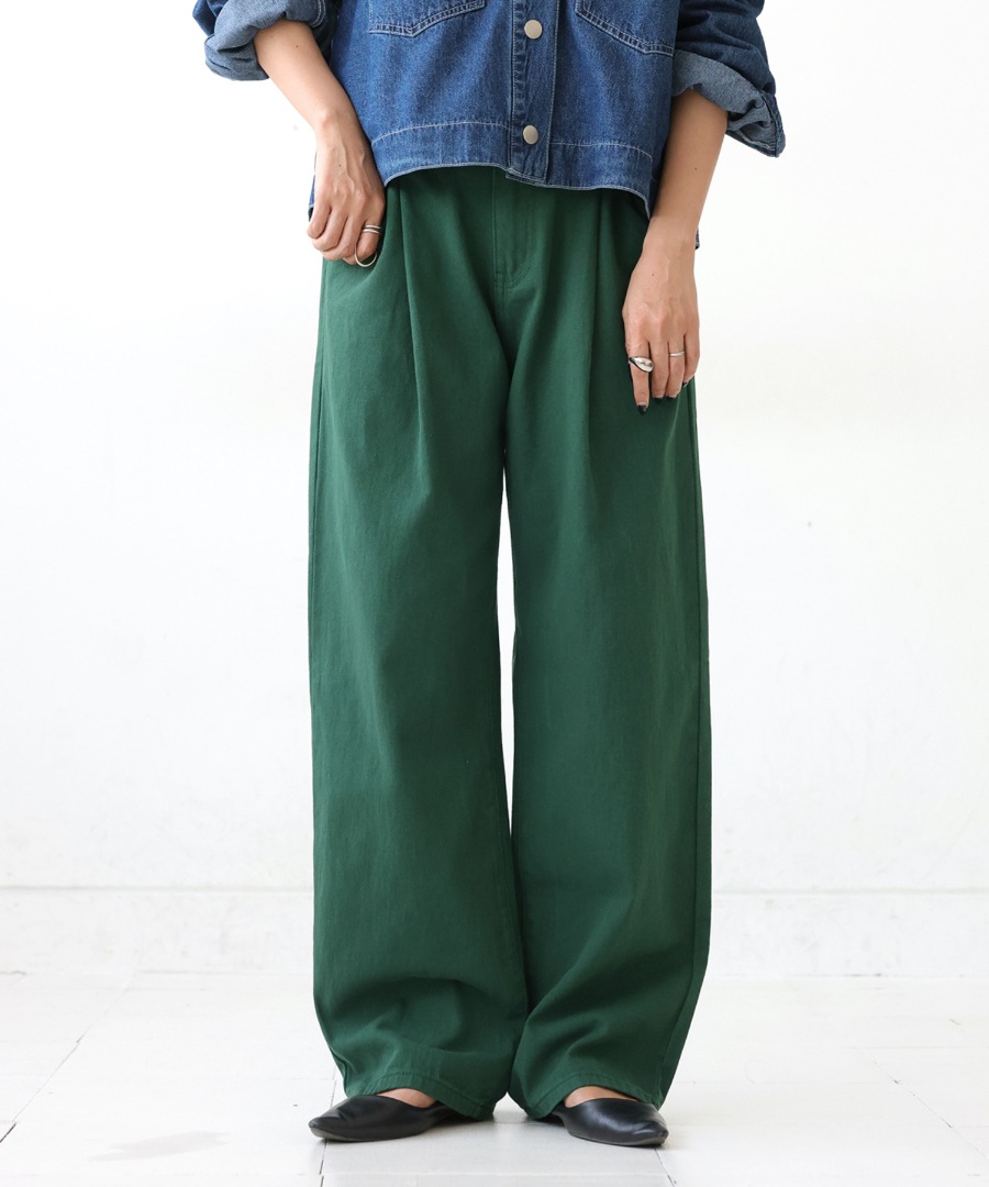 再入荷予定有!ツイルタックワイドパンツ パンツ レディース ボトムス 再入荷予定有!ツイルタックワイドパンツ パンツ レディース ボトムス