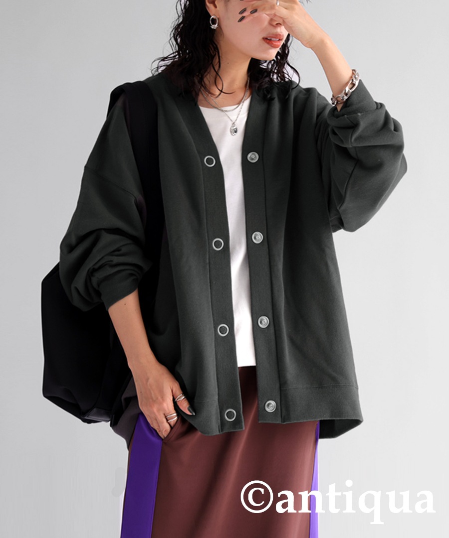 カーディガン レディース トップス 長袖 綿100 裏毛・メール便不可