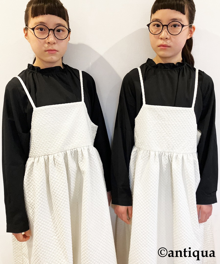 antiqua（アンティカ）フリルカラーブラウス＋大人っぽセットアップ　160 フリルカラーブラウス ブラウス キッズ 子供服 ジュニア・(100