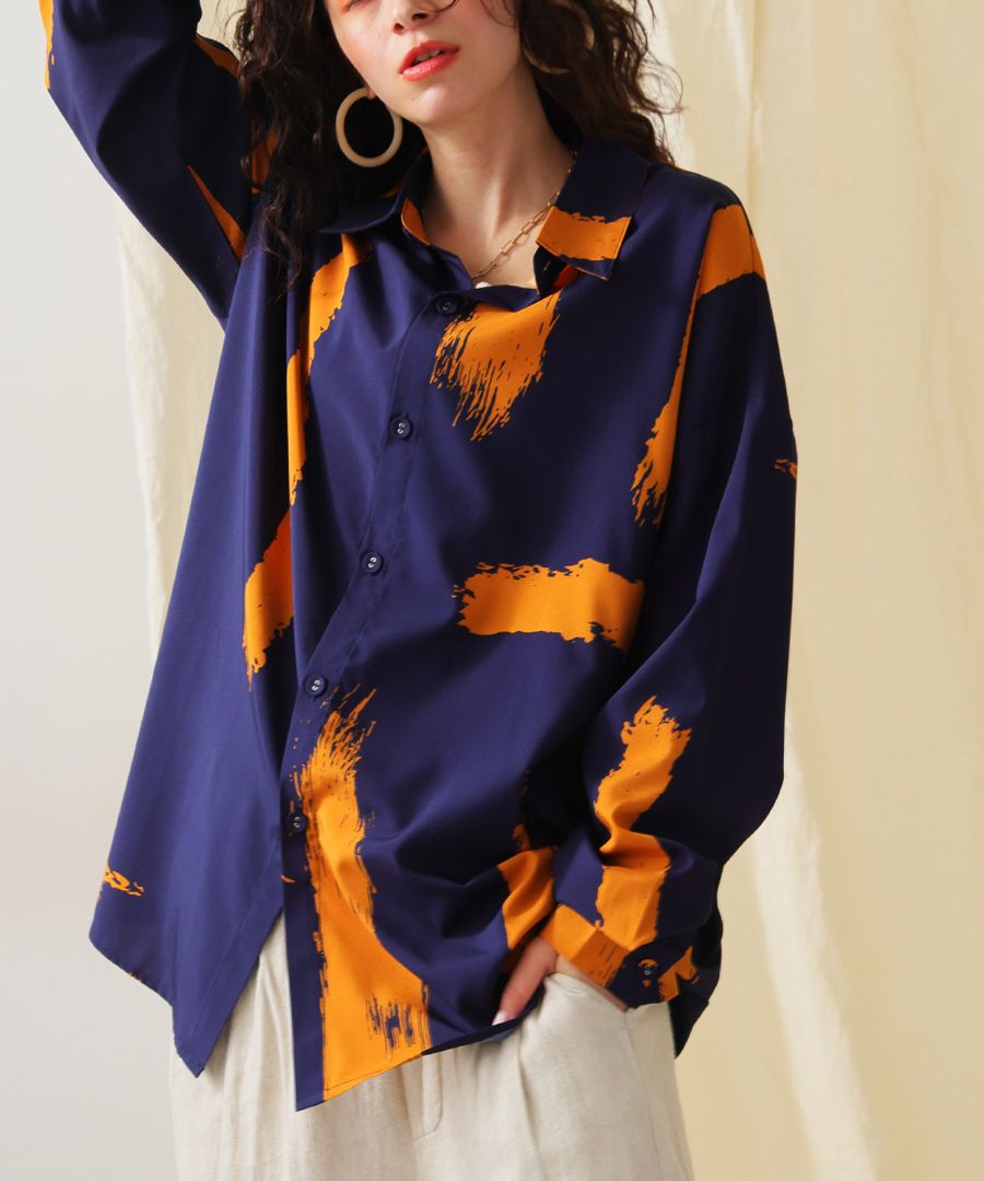 ペイント柄シャツ シャツ レディース トップス 羽織 送料無料・(50