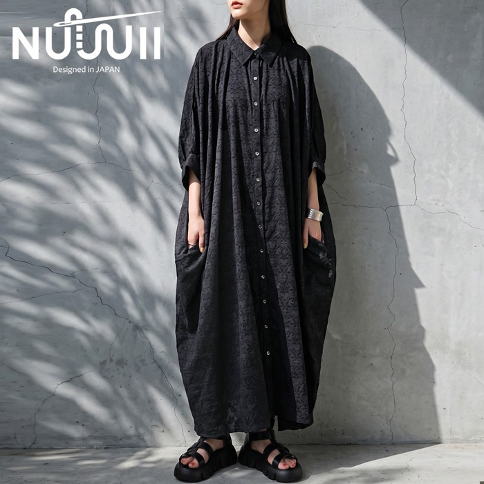 予約：6月上旬納期】黒を、もっと印象的に。シャツワンピース