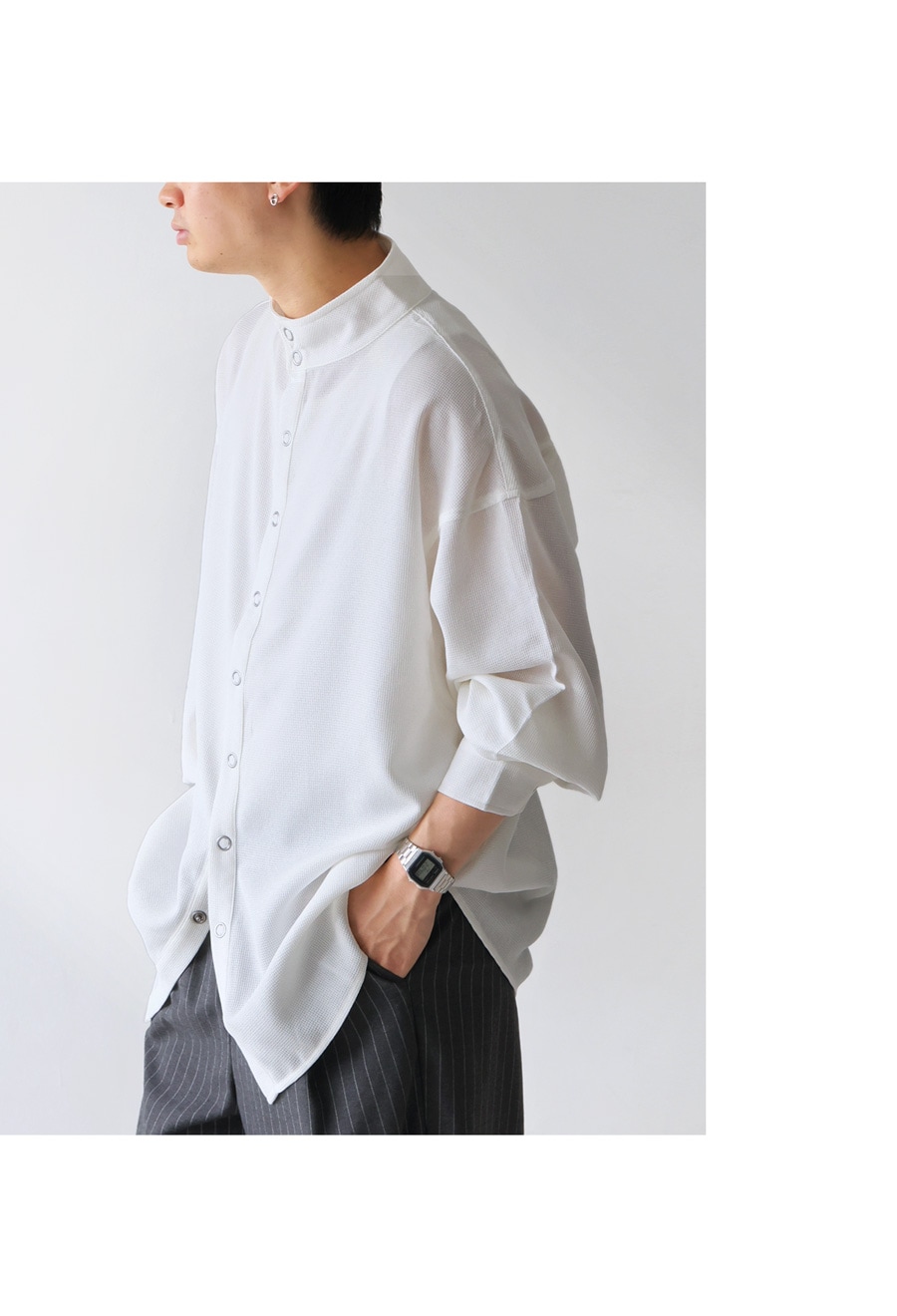 再入荷予定有!スタンドカラー シャツ メンズ トップス 長袖 送料無料