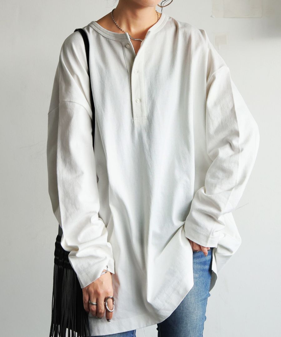 ヘンリーネック バスク ロンT レディース 長袖 綿100・(500)メール便可