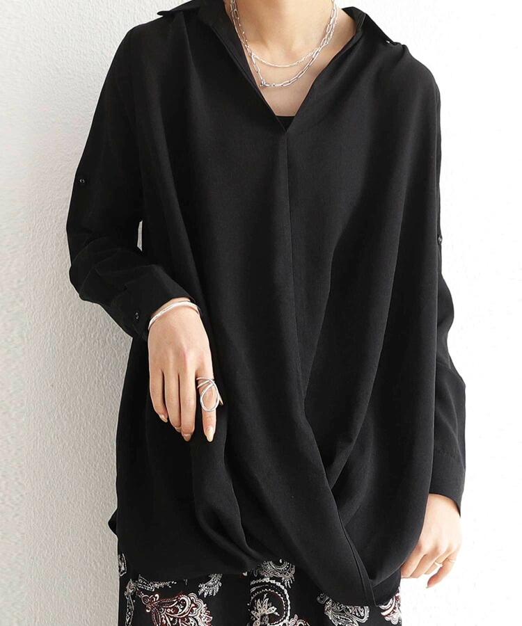 antiqua☆完売品　新品プルオーバーバルーンシャツ バルーンシャツ シャツ レディース トップス 長袖 カシュクール