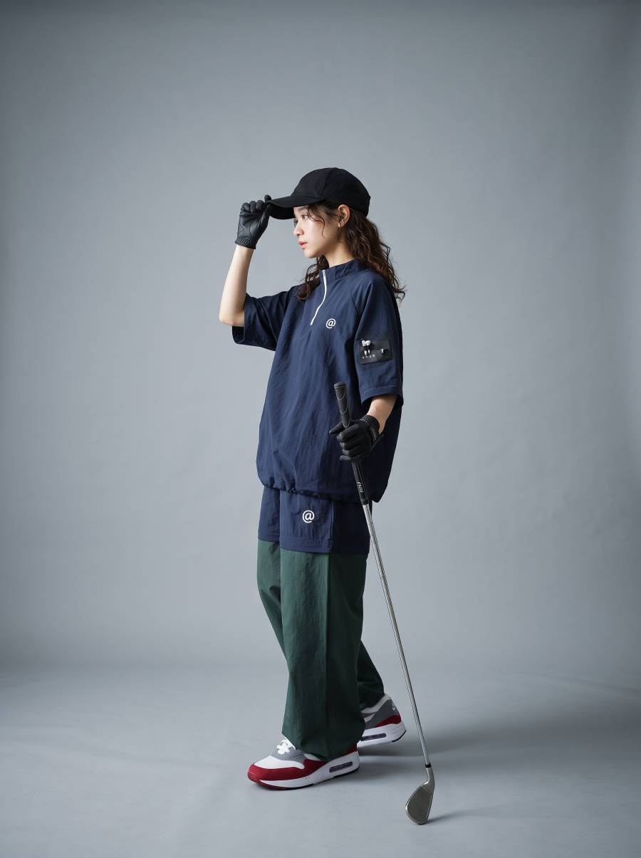 ANTIQUA GOLF×STCH パンツ レディース 2way 配色 ナイロン ロング