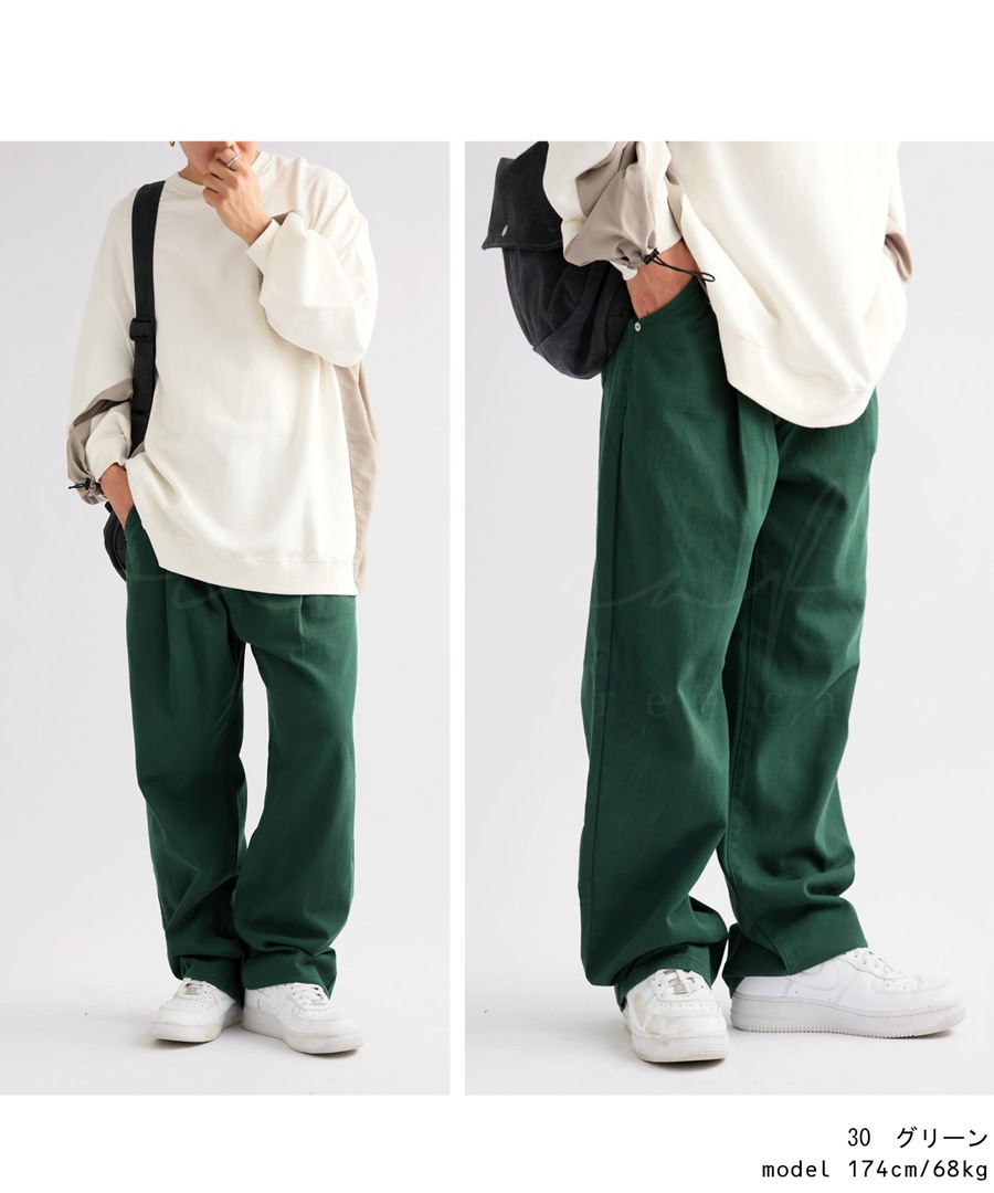 タックツイルワイドパンツ パンツ メンズ ボトムス 綿100・再