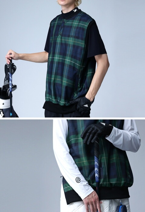 ANTIQUA GOLF STCH タータンチェックベスト ベスト ゴルフ ANTIQUA GOLF×STCH ベスト メンズ 送料無料・再再販。(100
