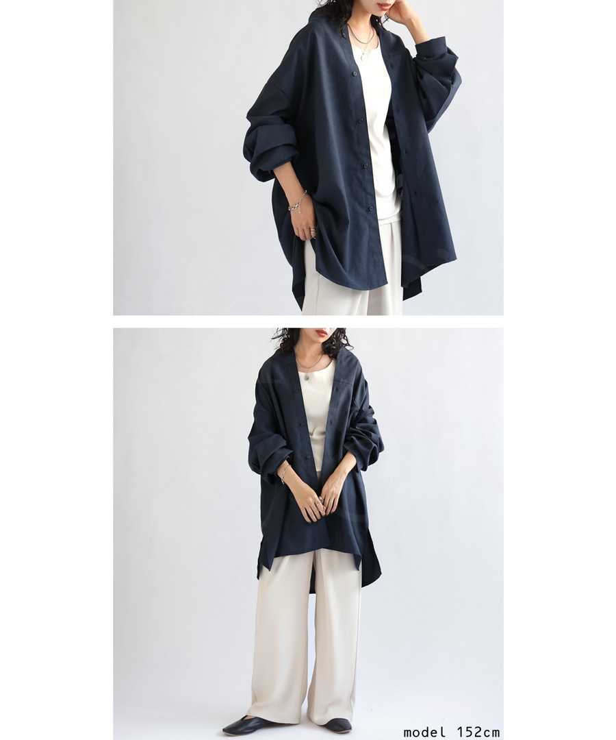 リネンライクシャツ シャツ レディース トップス 長袖 送料無料・再販