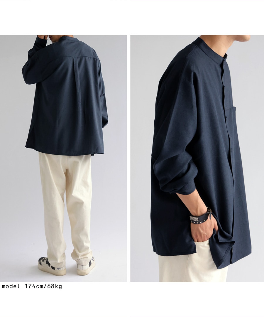 リネンライクシャツ シャツ メンズ トップス 長袖 送料無料・再販