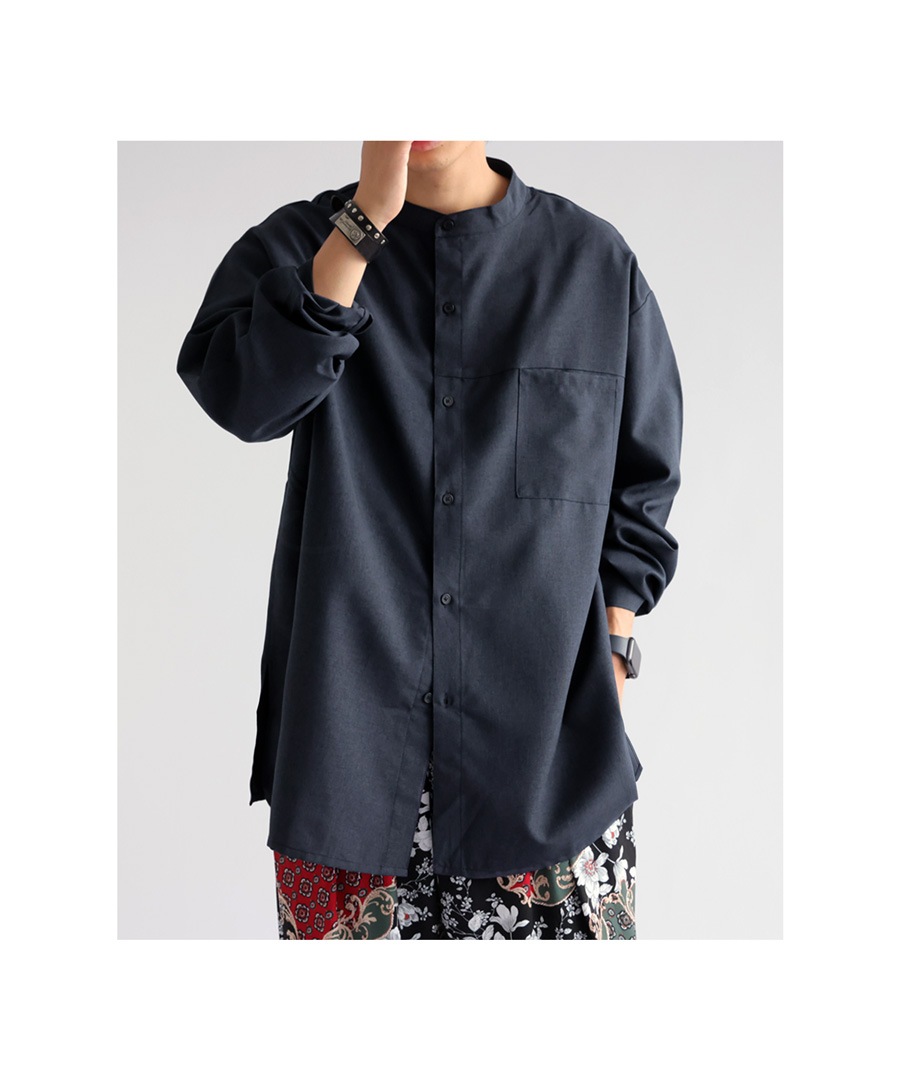 リネンライクシャツ シャツ メンズ トップス 長袖 送料無料・再販