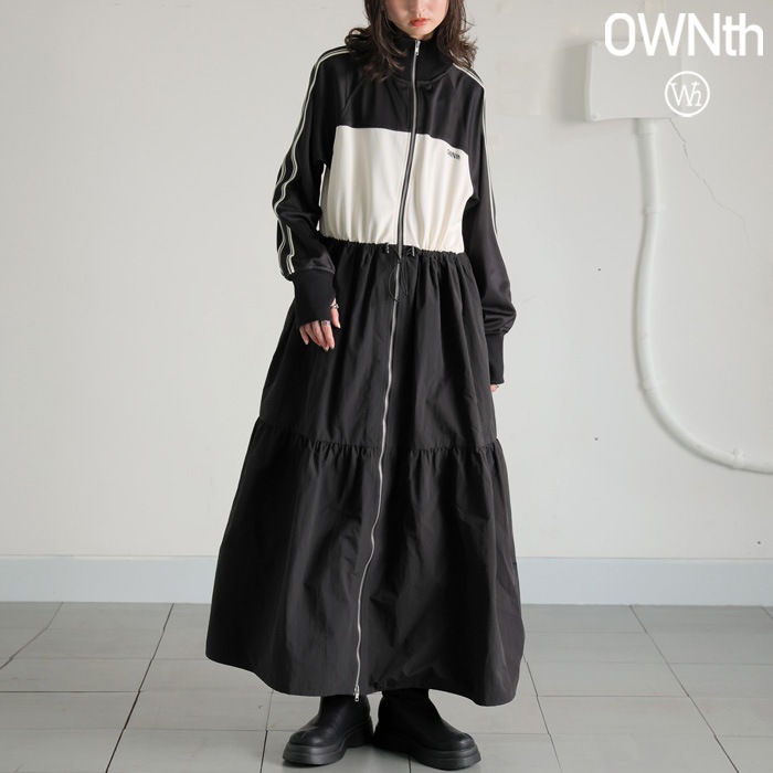 ライン切替 ワンピース レディース ロング 長袖 送料無料