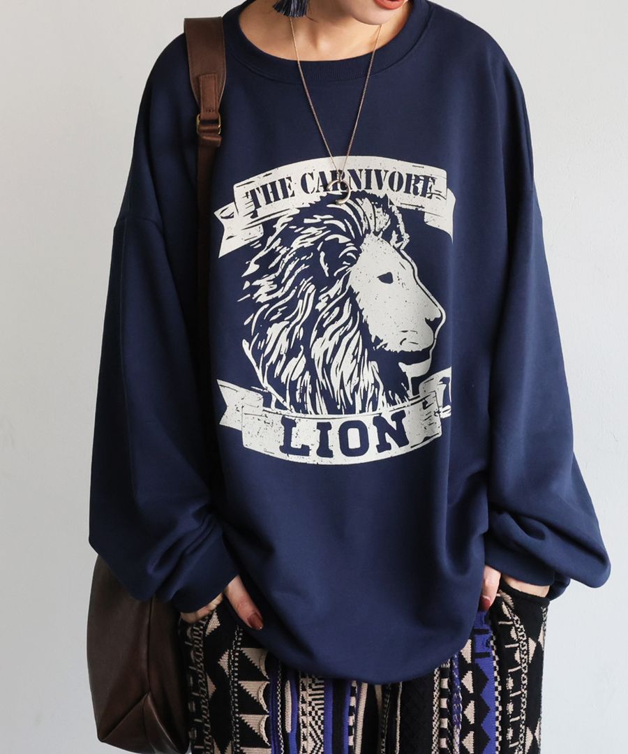 アニマル カレッジロゴ 裏毛トレーナー レディース 送料無料・メール便