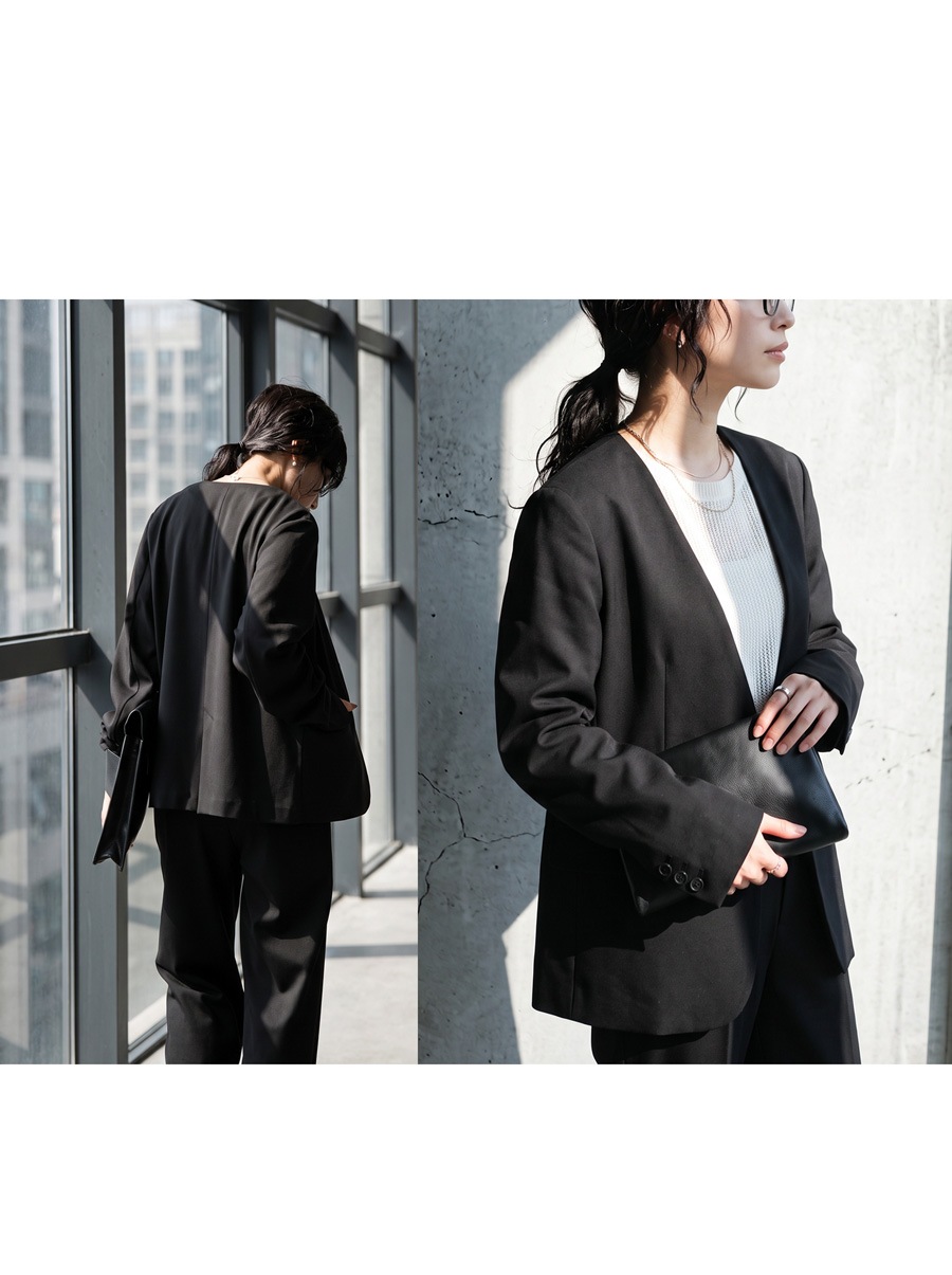 頑張らない日の、きちんと服。ノーカラージャケット レディース 長袖