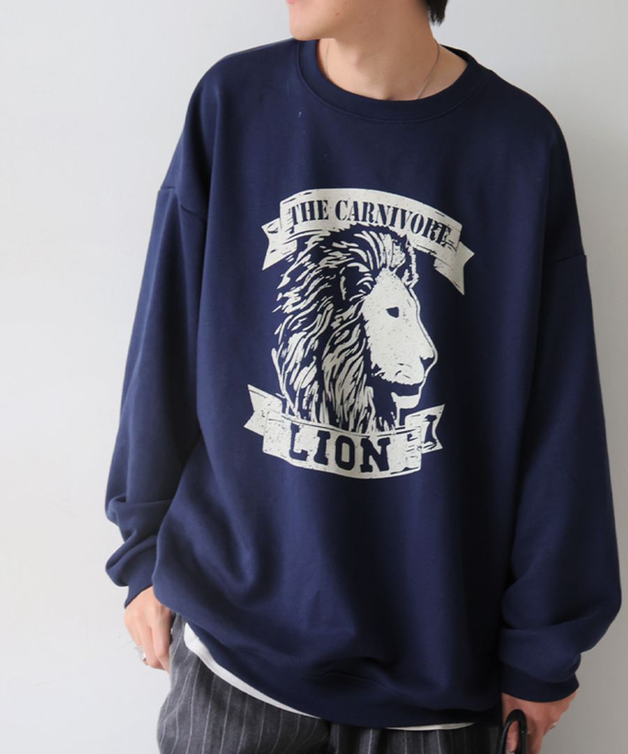 Jiroumalページ アニマル カレッジロゴ 裏毛トレーナー メンズ 送料無料・メール便不可