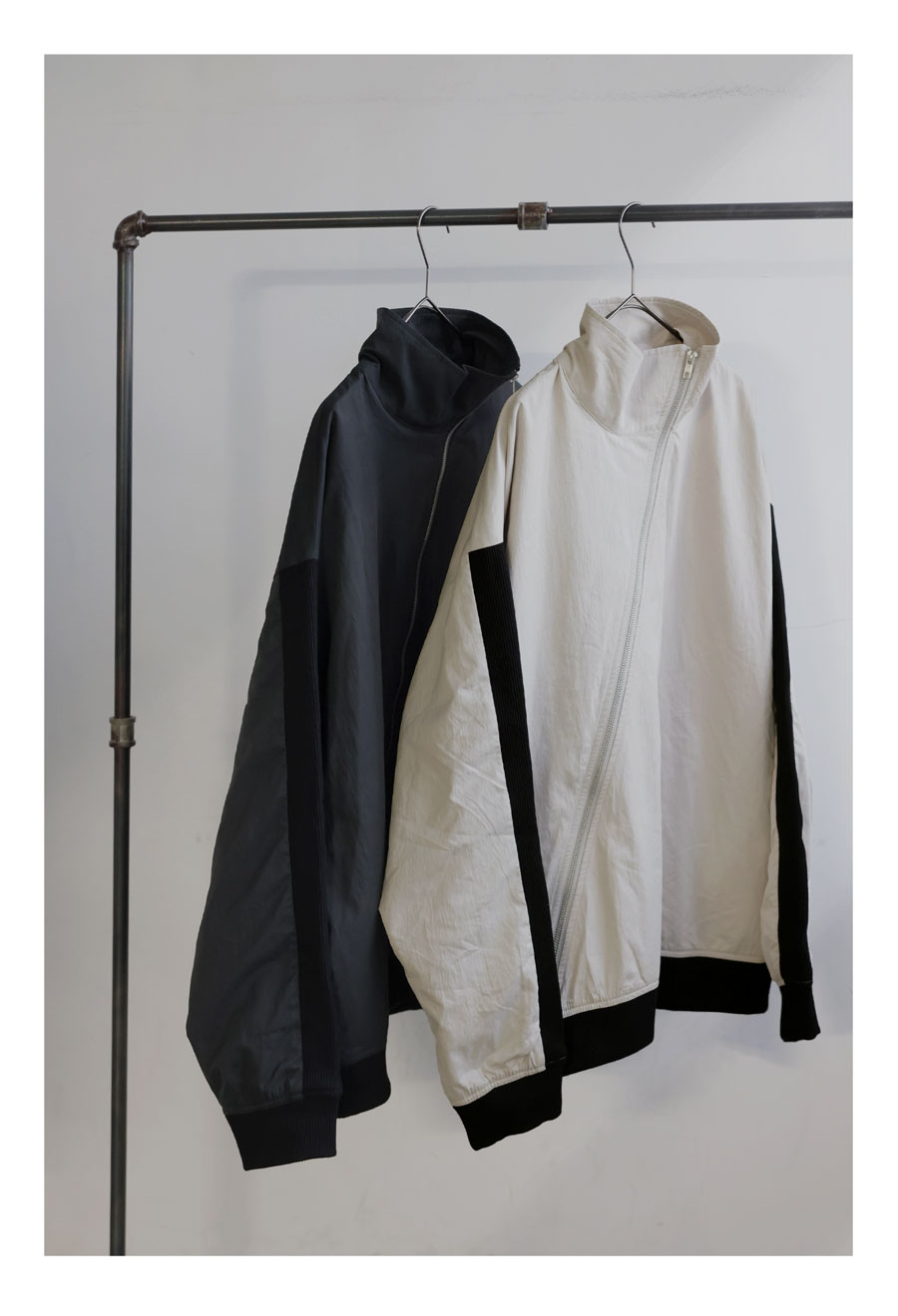 斜めジップ 配色ライン ブルゾン メンズ 羽織り 送料無料・再入荷