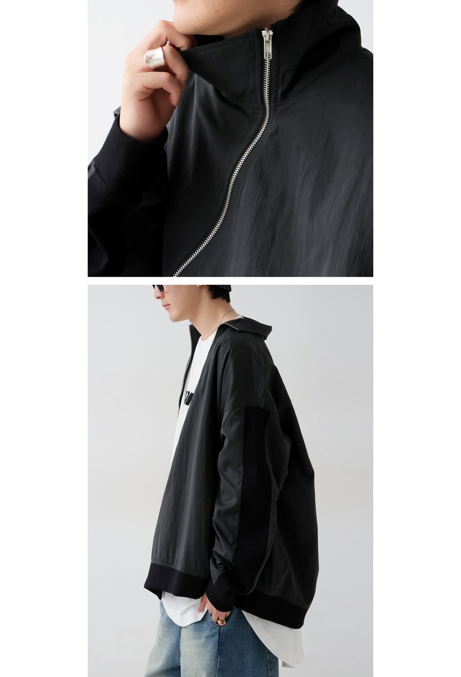 再入荷予定有!斜めジップ 配色ライン ブルゾン メンズ 羽織り 送料無料