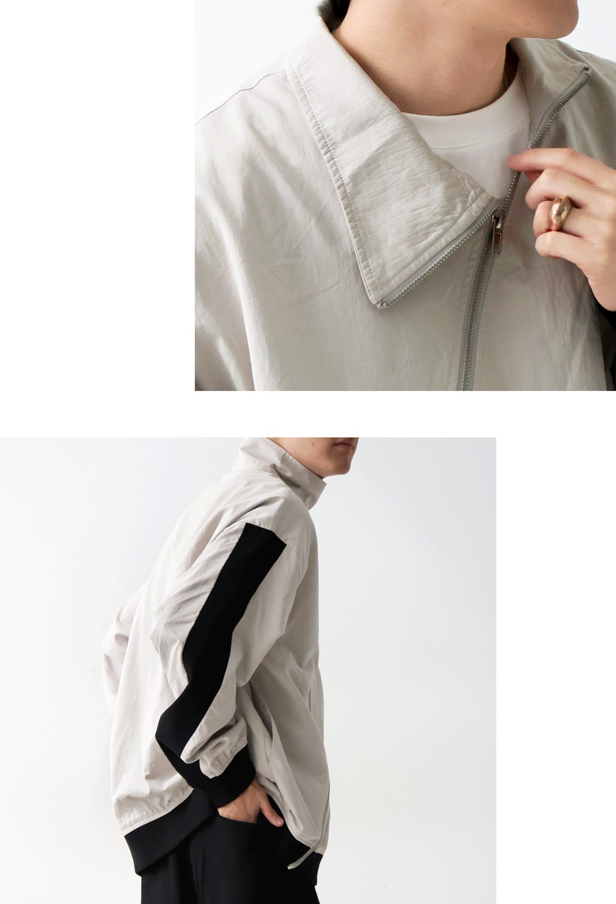 斜めジップ 配色ライン ブルゾン メンズ 羽織り 送料無料・再入荷