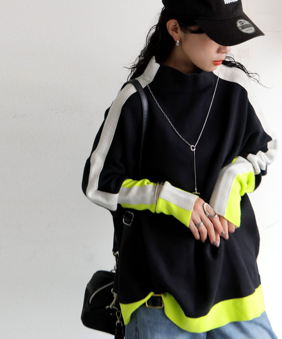 配色ニット ニット レディース トップス 長袖 配色 送料無料・再入荷