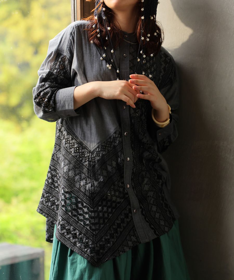 インド綿 エンブロイダリーシャツ シャツ レディース 送料無料・再販