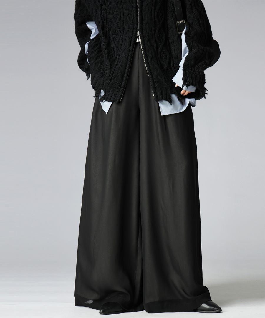 ワイドパンツ レディース ボトムス ツータック 送料無料・(500)メール