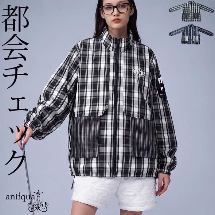 ANTIQUA GOLF×STCH トップス レディース チェック柄 長袖 ブルゾン