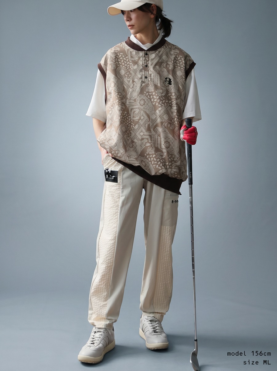 ANTIQUA GOLF×STCH パンツ レディース ジョガーパンツ ロゴ サッカー