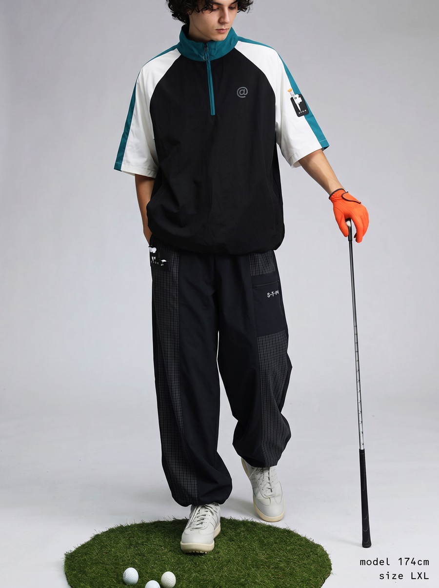 ANTIQUA GOLF×STCH パンツ レディース ジョガーパンツ ロゴ サッカー