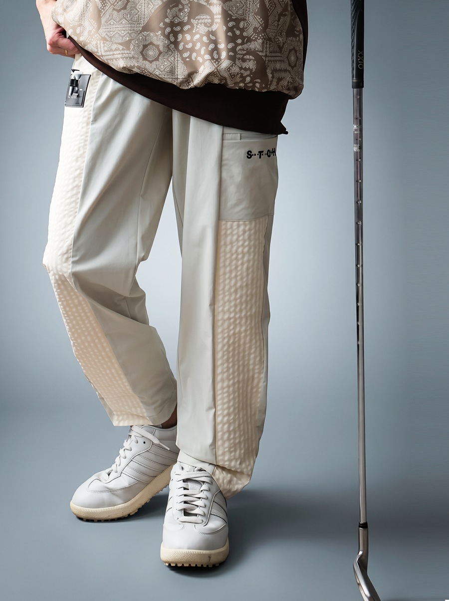 ANTIQUA GOLF×STCH パンツ レディース ジョガーパンツ ロゴ サッカー