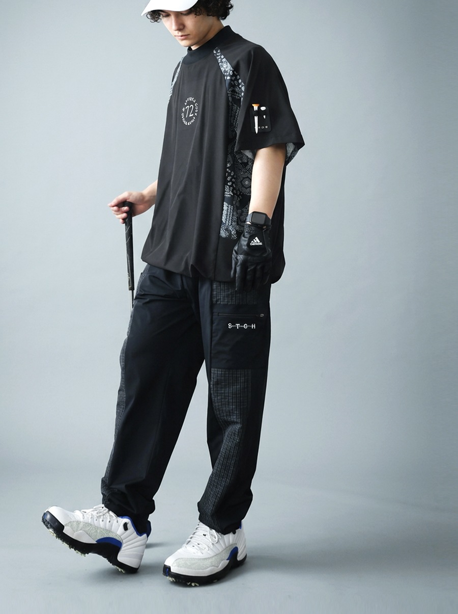 ANTIQUA GOLF×STCH パンツ メンズ ジョガーパンツ ロゴ サッカー