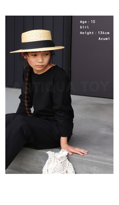 カンカン帽 つば広 麦わら帽子 ハット 帽子 キッズ 子供服 ジュニア