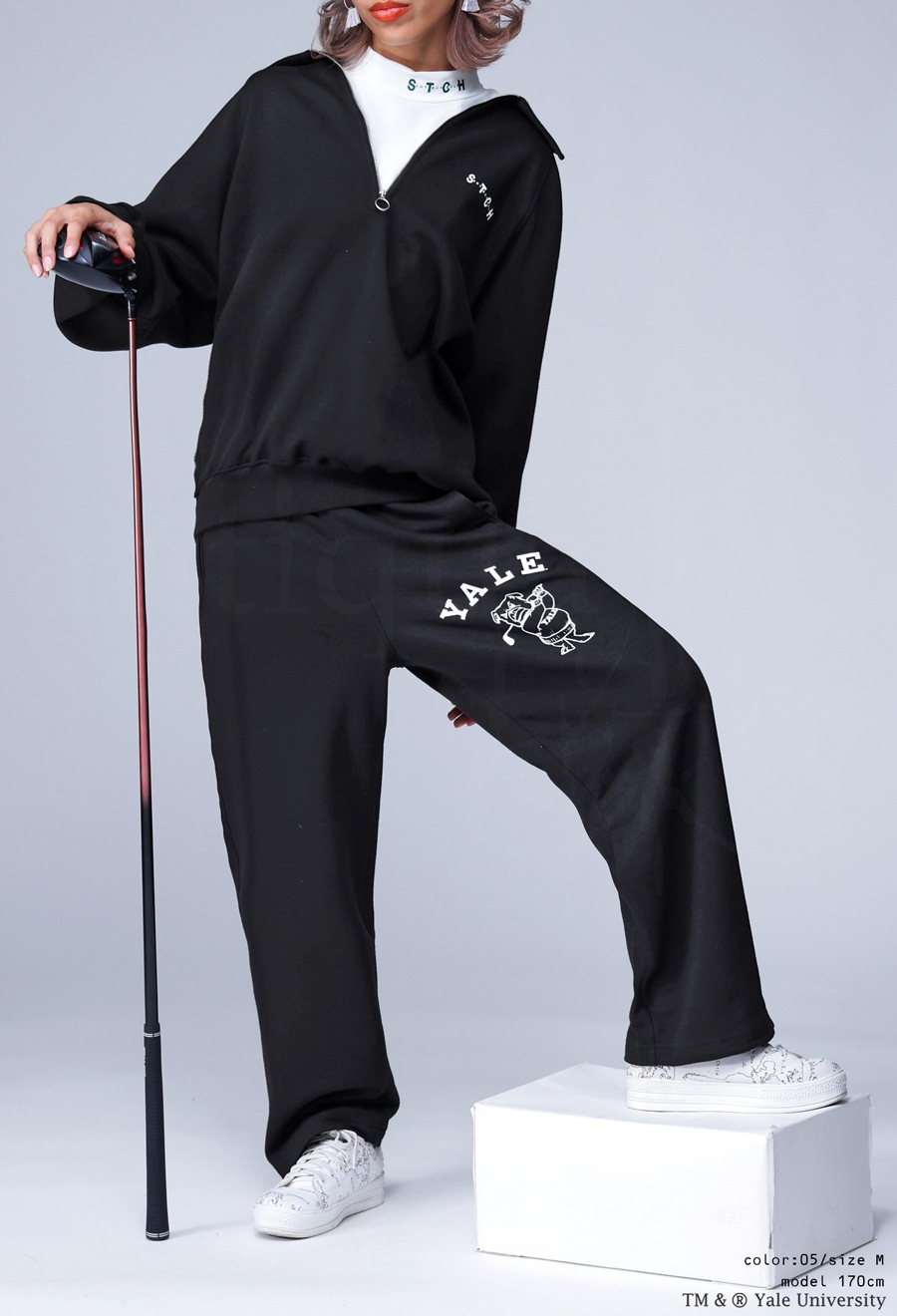 antiqua YALE ロゴプリントパンツ GOLF ゴルフ ロゴパンツ S 別注 YALE ANTIQUA GOLF ロゴパンツ メンズ 送料無料・メール便