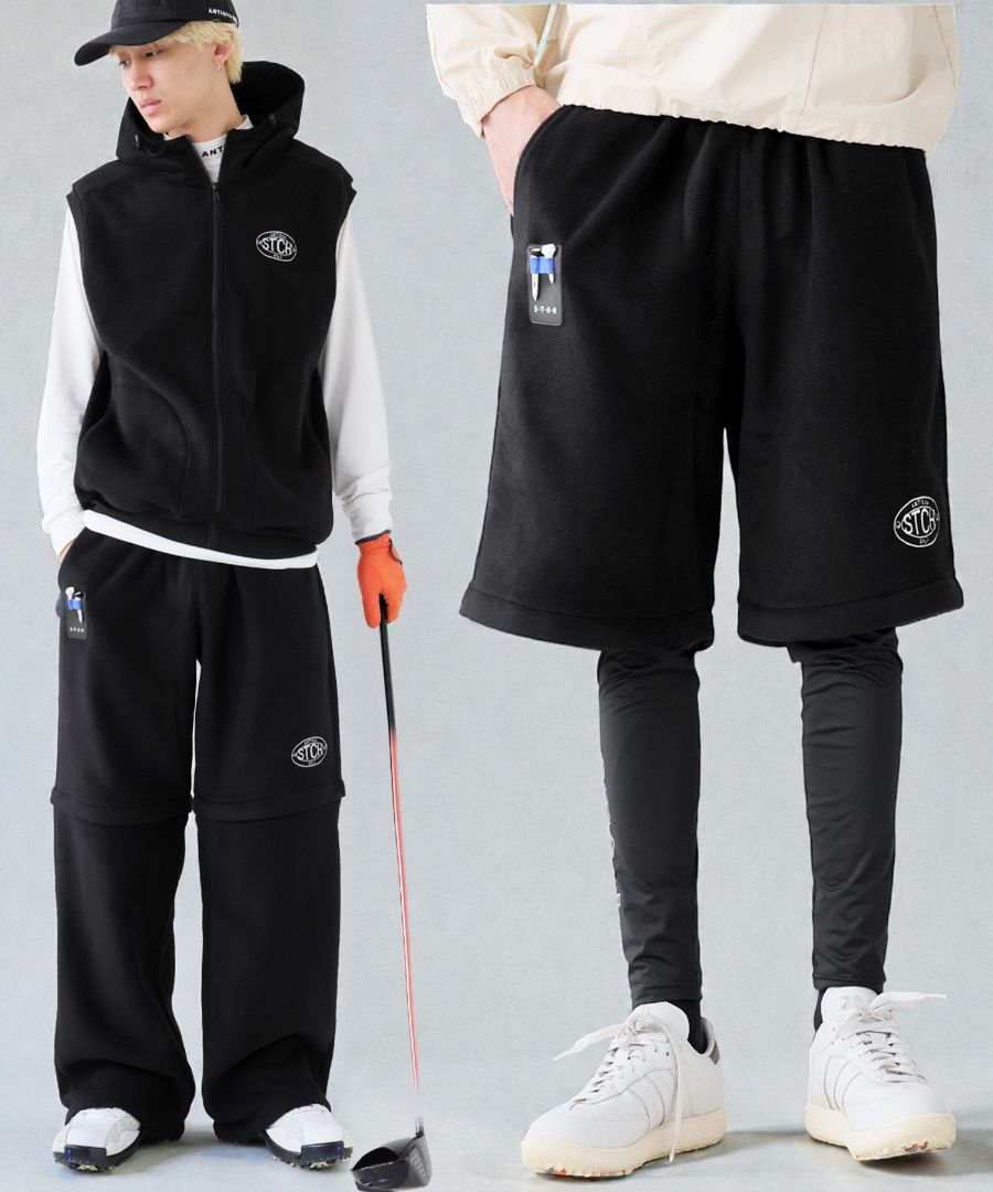 【ANTIQUA GOLF×STCH】ゴルフパンツ　裏起毛　ティーホルダー★新品 ANTIQUA GOLF×STCH 裏起毛パンツ メンズ 送料無料・メール便不可
