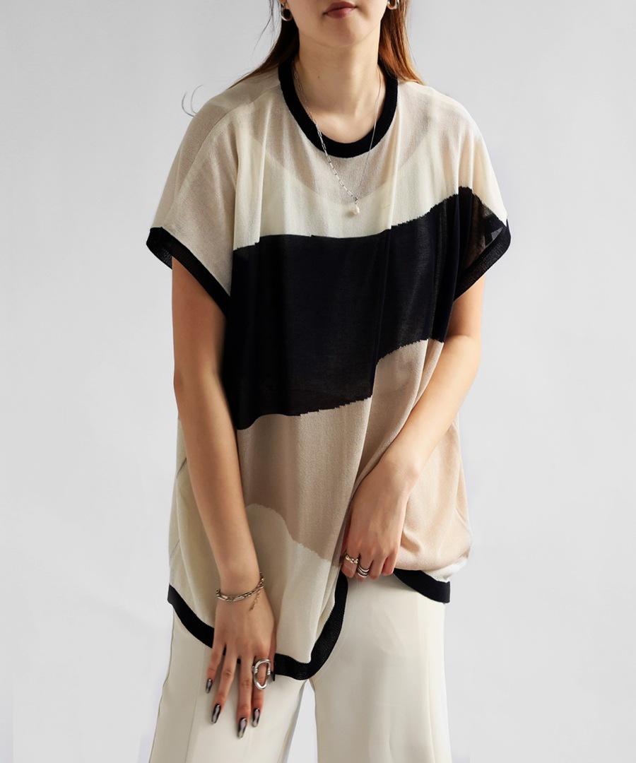 maison de dolce アーバントップス　新品試着のみ　タグ付き 配色リネンタッチトップス トップス レディース 送料無料・(50