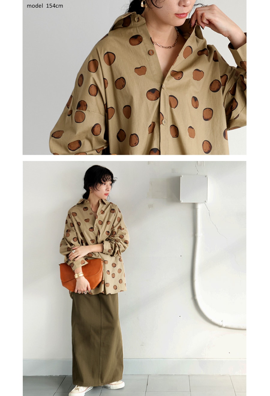 ドット柄シャツ シャツ レディース トップス 長袖 送料無料・(100