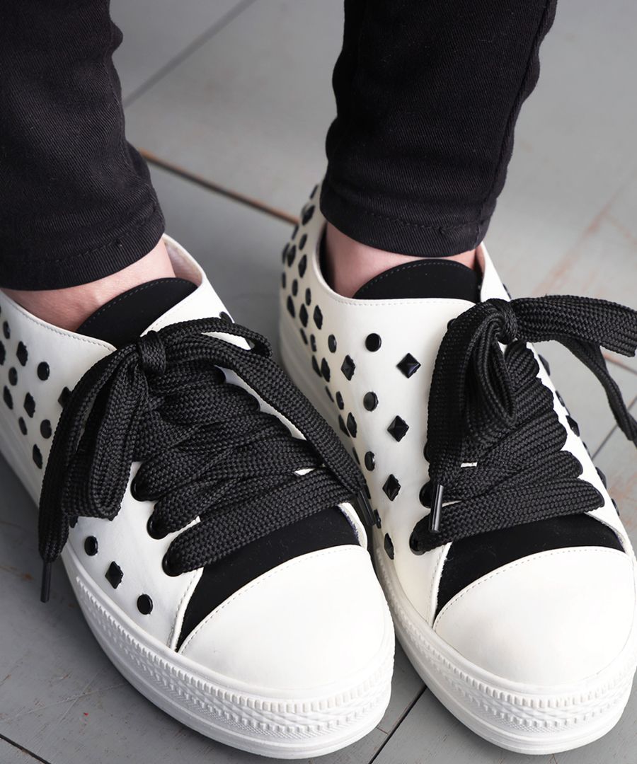 スタッズ厚底 モードスニーカー レディース レザー風 送料無料