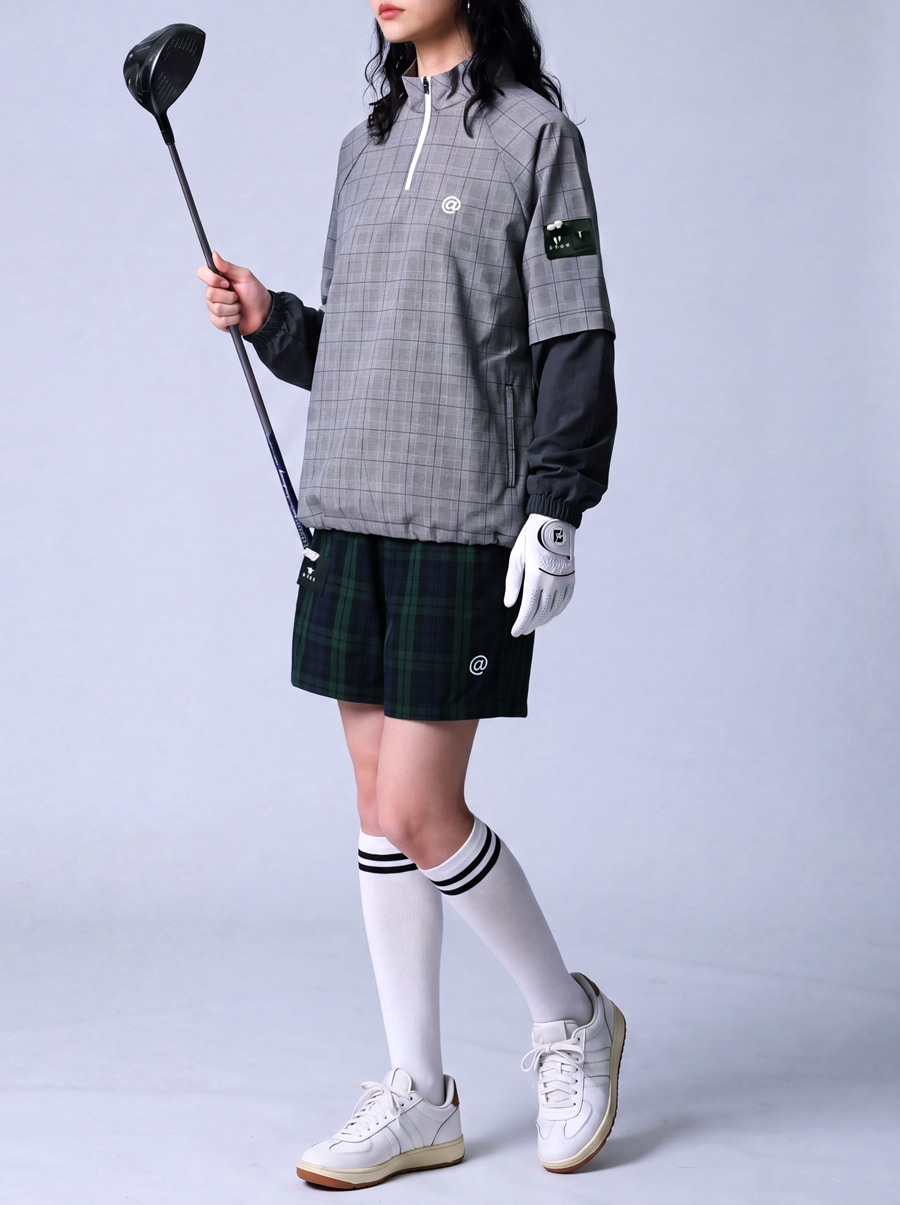 ANTIQUA GOLF×STCH トップス メンズ チェック柄 2WAY ハーフジップ