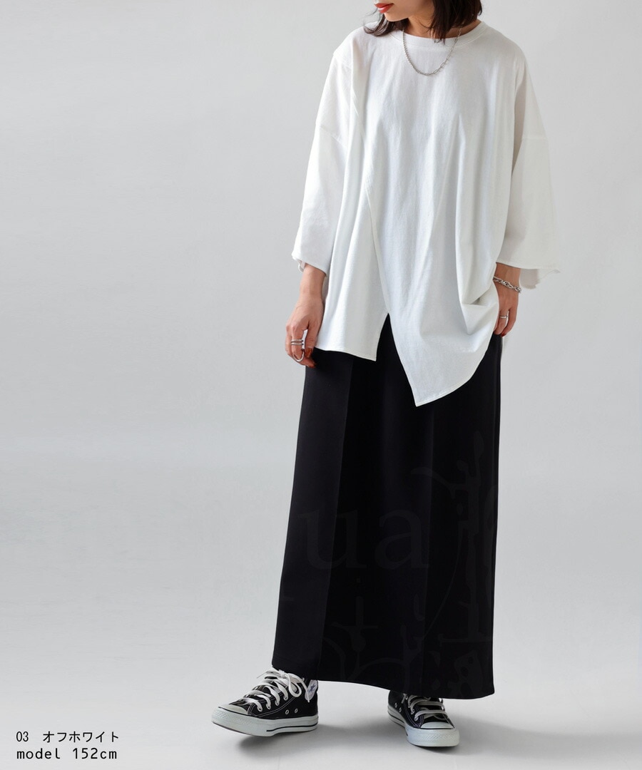 アシメTシャツ Tシャツ レディース トップス 半袖 七分袖・再再販。(80