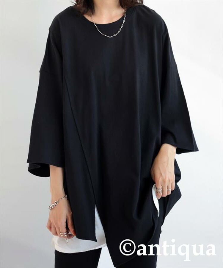 アシメTシャツ Tシャツ レディース トップス 半袖 七分袖・再再販。(80