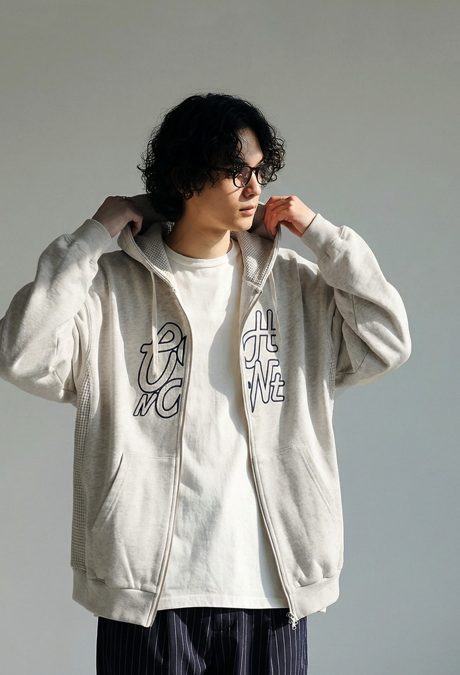 ダブルフェイス パーカー メンズ ジップアップ 送料無料・メール便不可