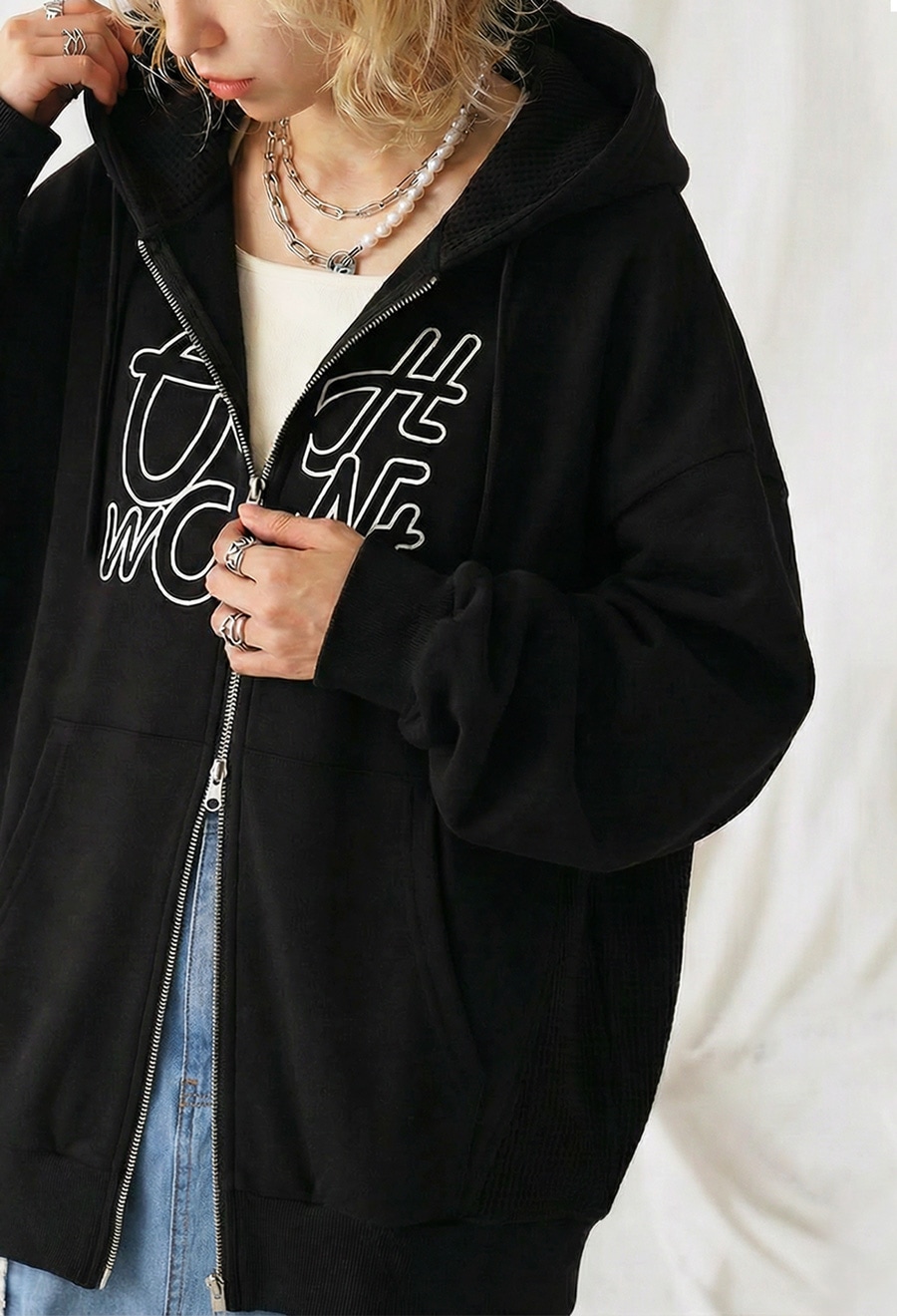 ダブルフェイス パーカー メンズ ジップアップ 送料無料・メール便不可