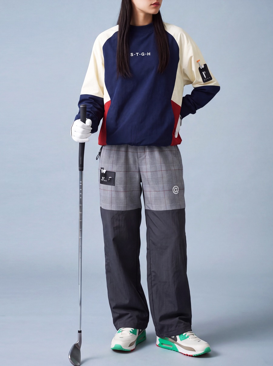 ANTIQUA GOLF×STCH パンツ レディース チェック柄 2WAY ロングパンツ