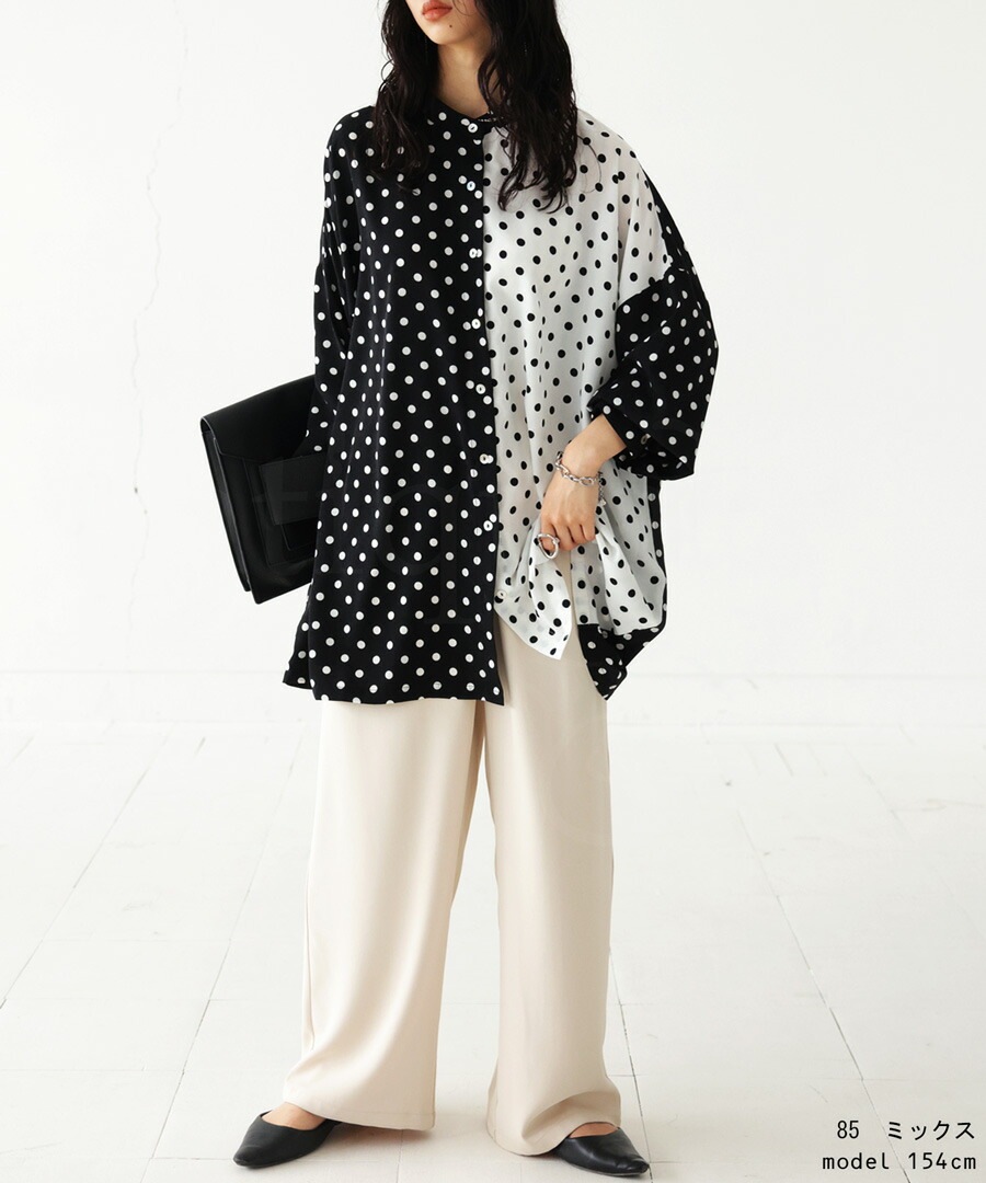 ドット柄シャツ シャツ レディース トップス 長袖 送料無料・再入荷
