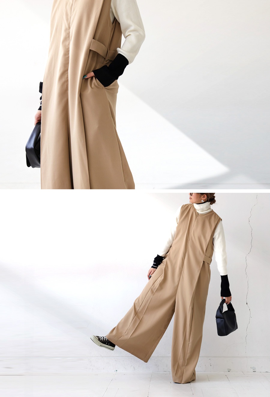 オールインワン レディース ボトムス パンツ 無地 送料無料・メール便