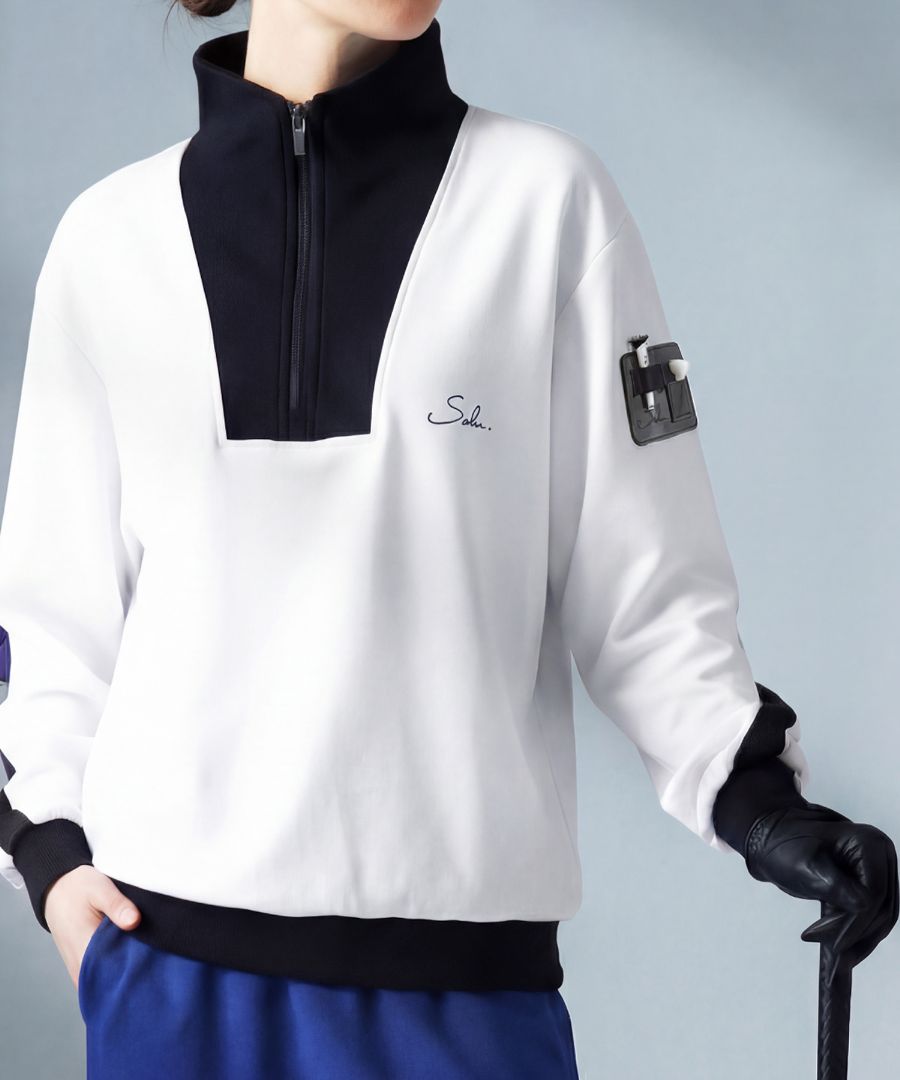 ハーフジップ ハイネック トップス レディース 長袖 送料無料・メール