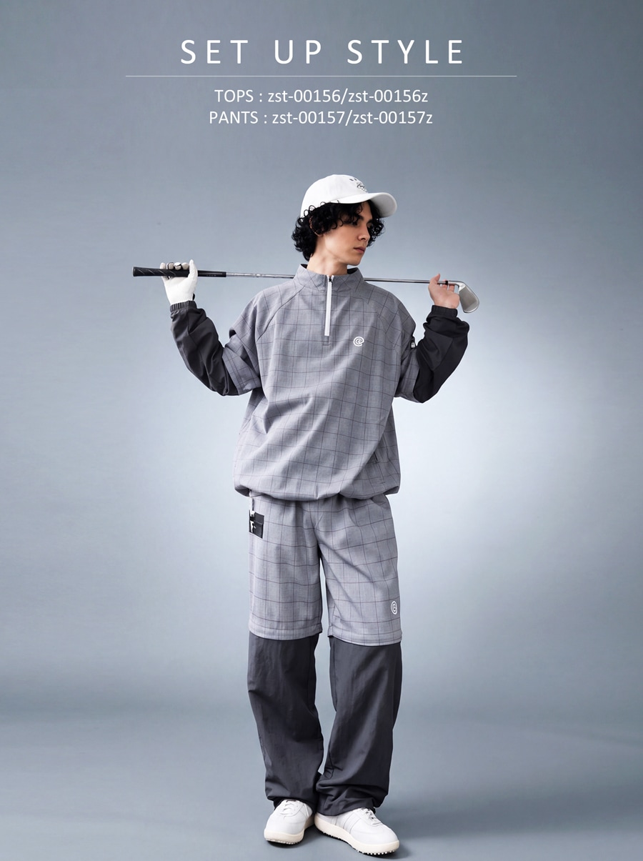 ANTIQUA GOLF×STCH パンツ メンズ チェック柄 2WAY ロングパンツ